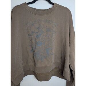 Disturbia Cropped Sweatshirt Wicked Garden Pullover US 16 Y2K Goth Grunge Brown